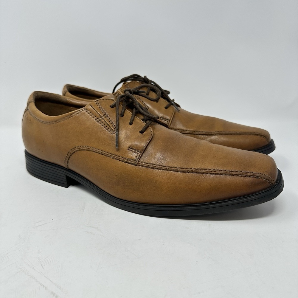 Clarks Tilden Walk Men's‎ Size 11.5 W Dark Tan Leather Lace Up Oxford Shoes